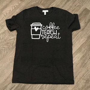 Gray "Coffee Teach Repeat" Teacher T-Shirt